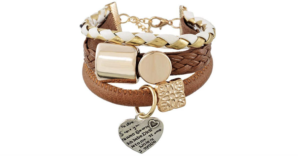 Multilayer Heart Charm Bangle Bracelet ONLY $1.51 Shipped