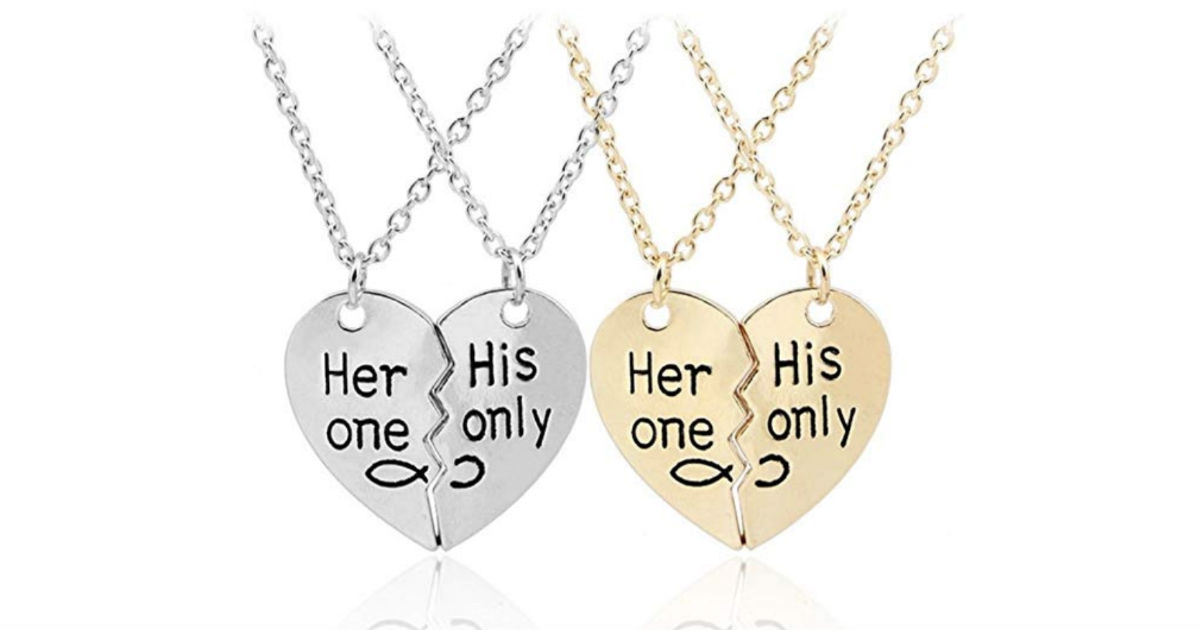 Her One His Only Couple Heart Necklace ONLY $3 Shipped