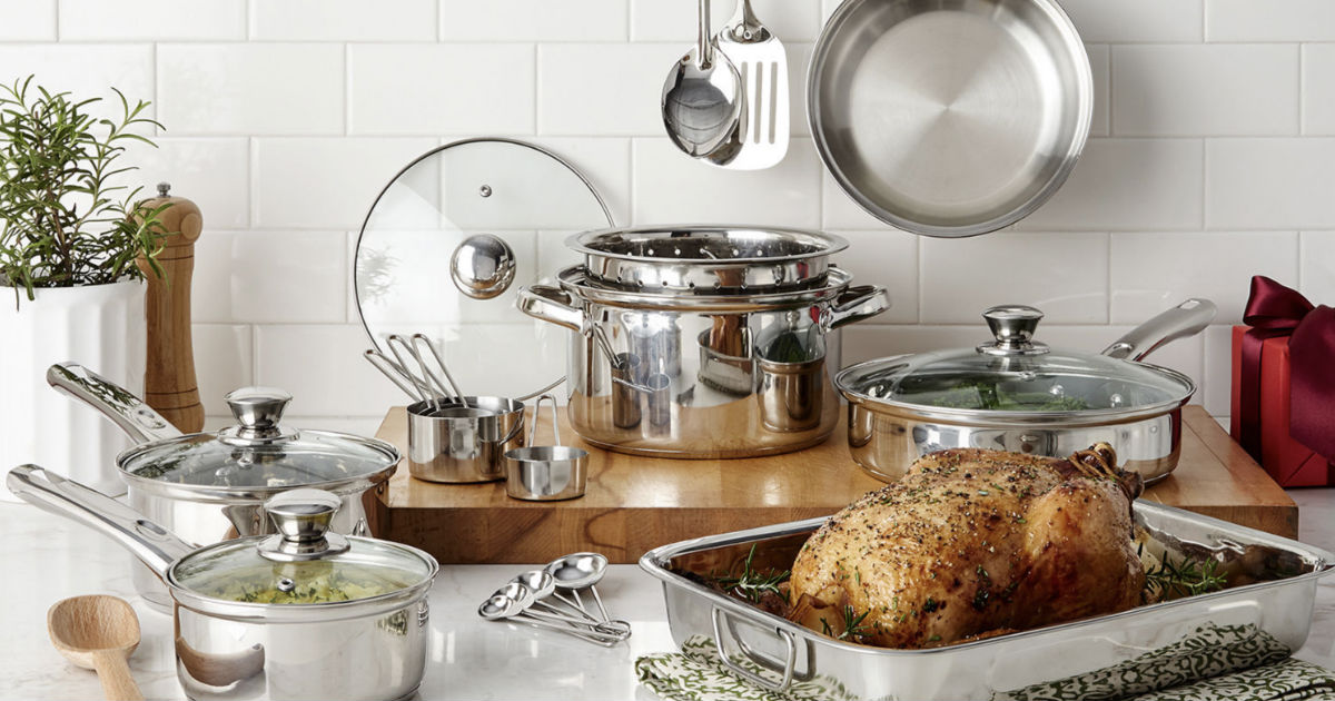 Cooks 21-Piece Stainless Steel Cookware ONLY $45 (Reg $100)