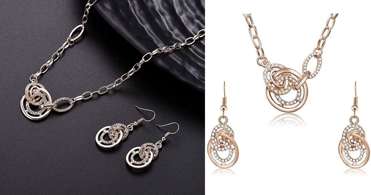 Geometric Crossing Rhinestone Jewelry Set ONLY $3.51 Shipped