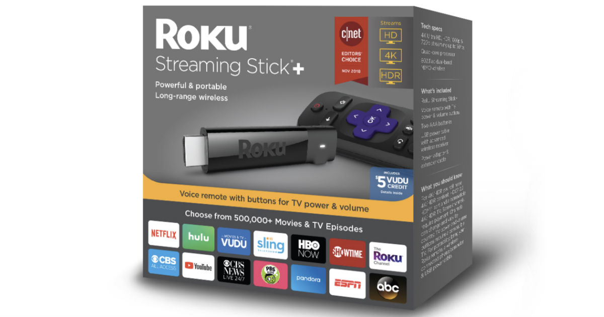 Roku Streaming Stick+ 4K HDR w/ 3 Months CBS All Access ONLY $49