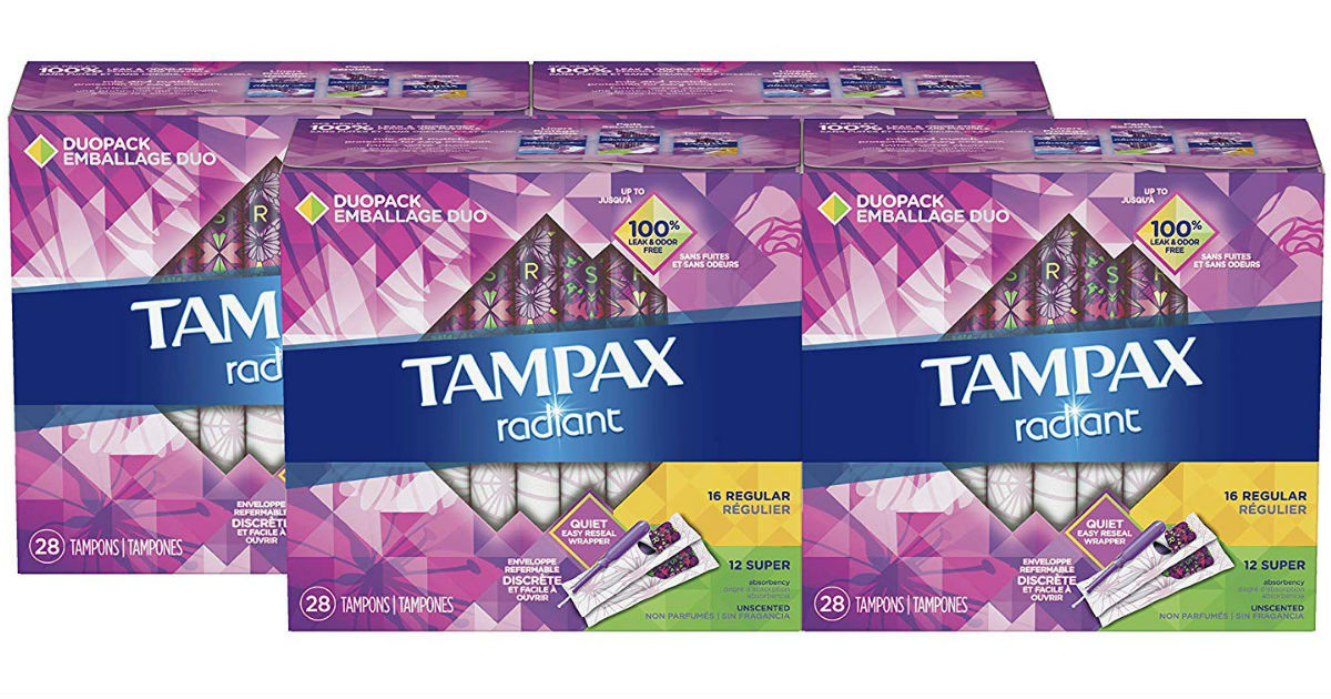 Tampax Radiant Duopack 112-Ct 4-Pack ONLY $18.61Shipped