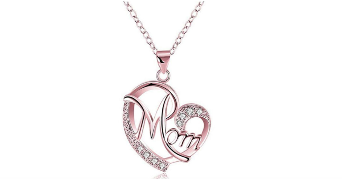 Plated Mom Love Crystal Pendant and Necklace ONLY $3 Shipped