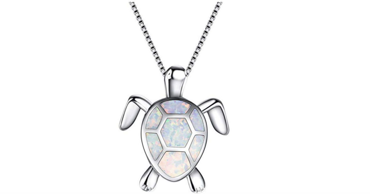 Cute Sweater Opal Turtle Pendant Necklace ONLY $3.99 Shipped