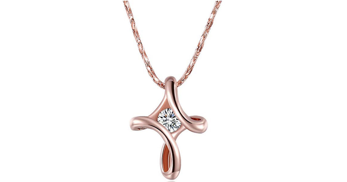 Rose Gold Pendant Necklace w/ Cross Dangling ONLY $9.99 Shipped
