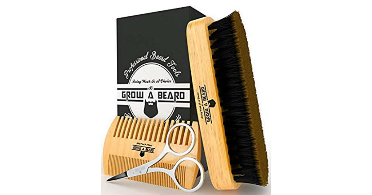 Beard Brush & Comb Set on Amazon