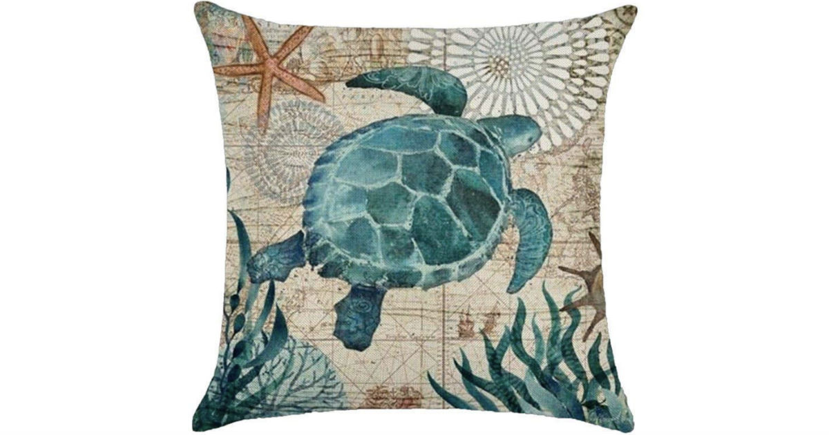 Sea Shell Whale Turtle Throw Pillow Case ONLY $3.19 Shipped