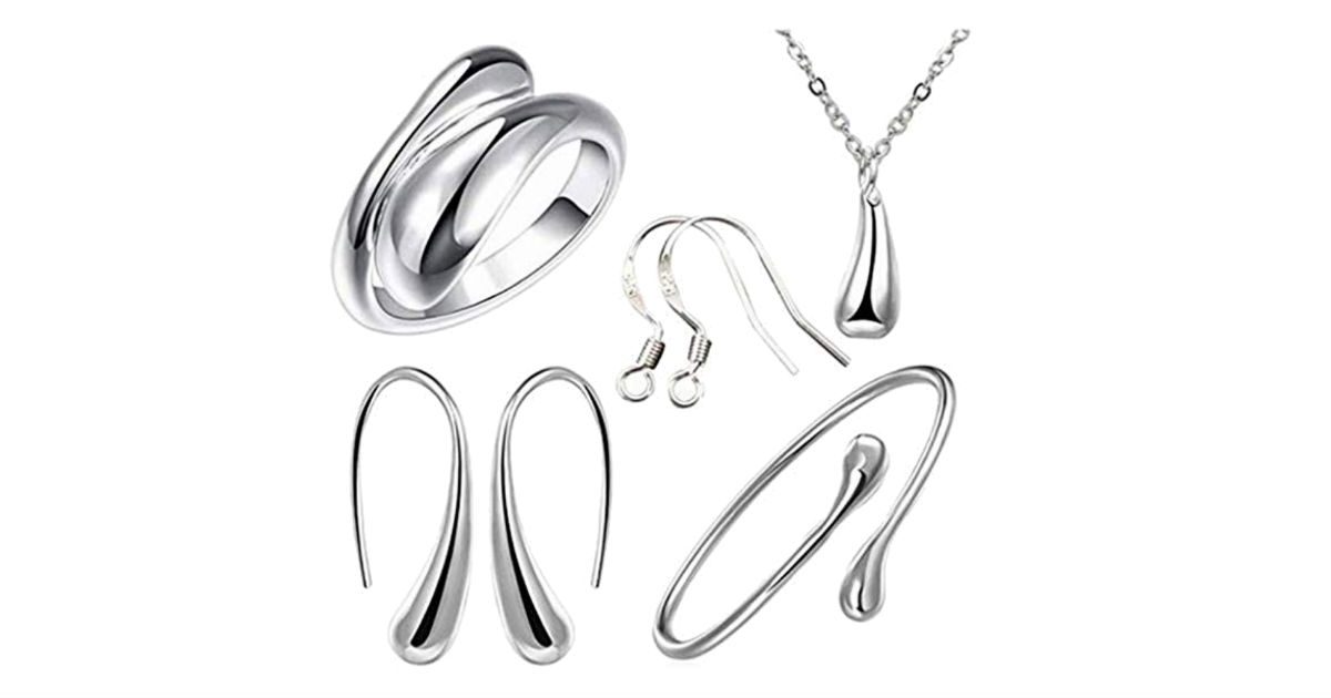 925 Sterling Silver Jewelry Set 4-Piece ONLY $2.43 Shipped