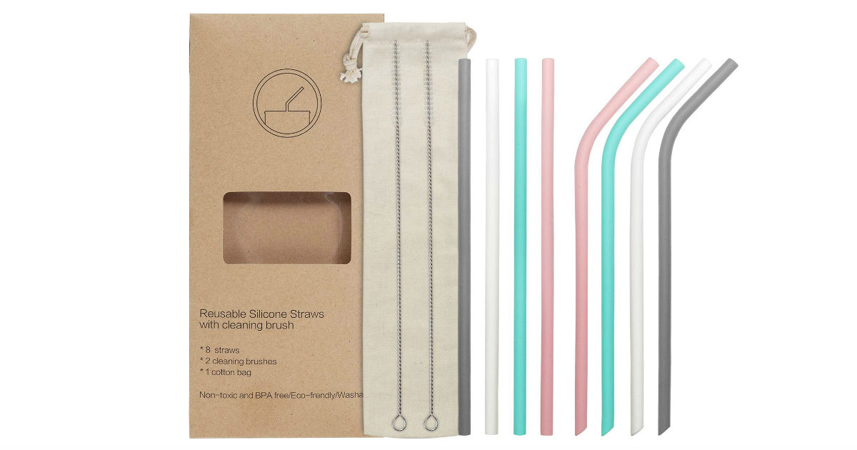 Reusable Silicone Drinking Straw Set oNLY $5.99 (Reg. $12)