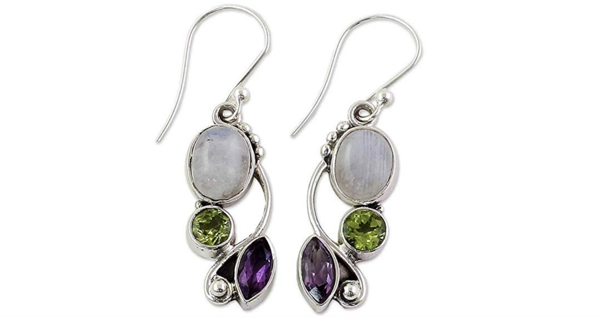 Emerald Amethyst Dangle Hook Earrings ONLY $2 Shipped