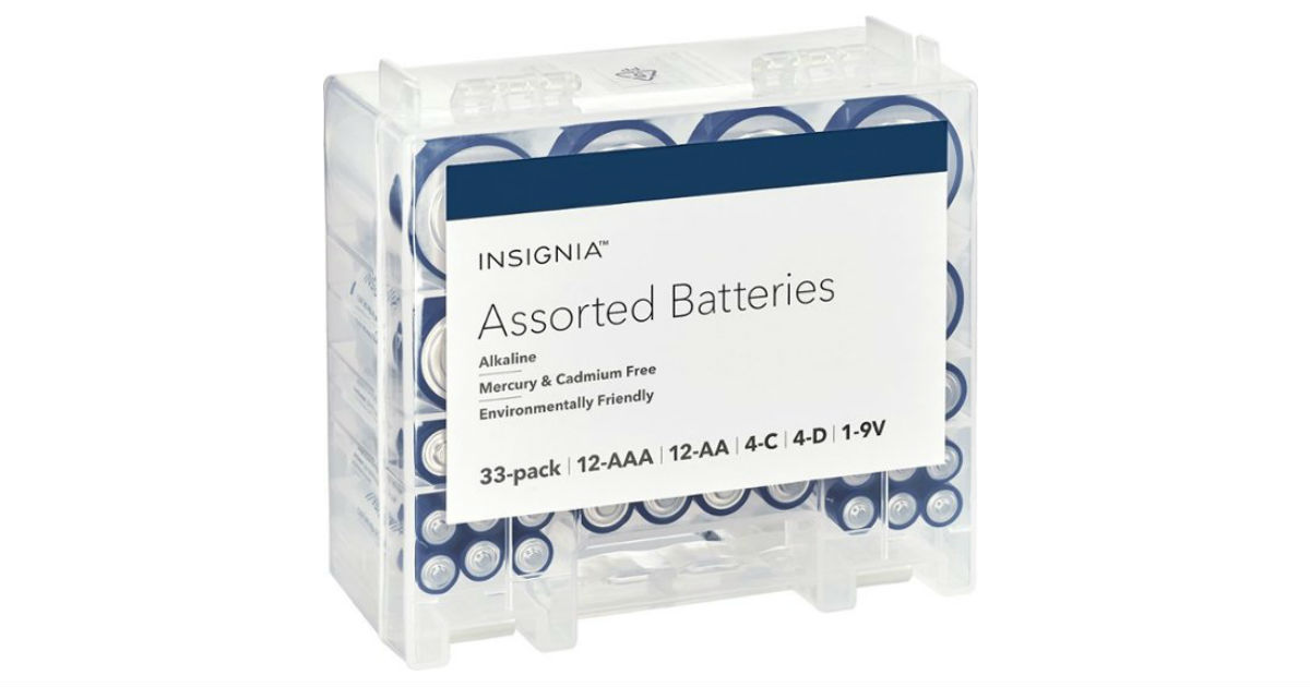 Insignia Assorted Batteries with Storage Box 33-Pk ONLY $10.49