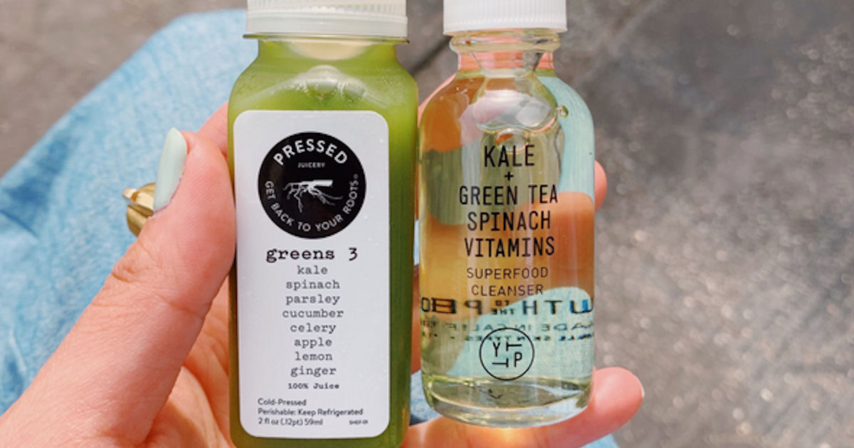 Pressed Juicery Free Facial Cleanser + Mini Greens Juice Free