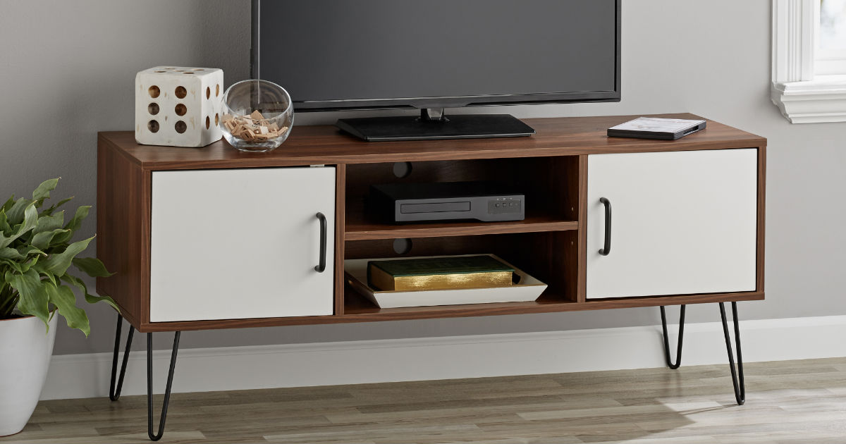 Mainstays Mid-Century Two-Tone TV Stand ONLY $49.97 (Reg $99)