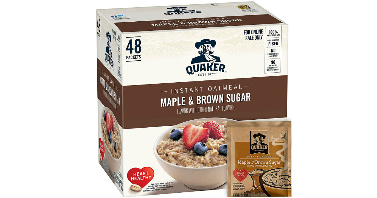 Quaker Instant Oatmeal Maple Brown Sugar 48ct ONLY $7.66 Shipped
