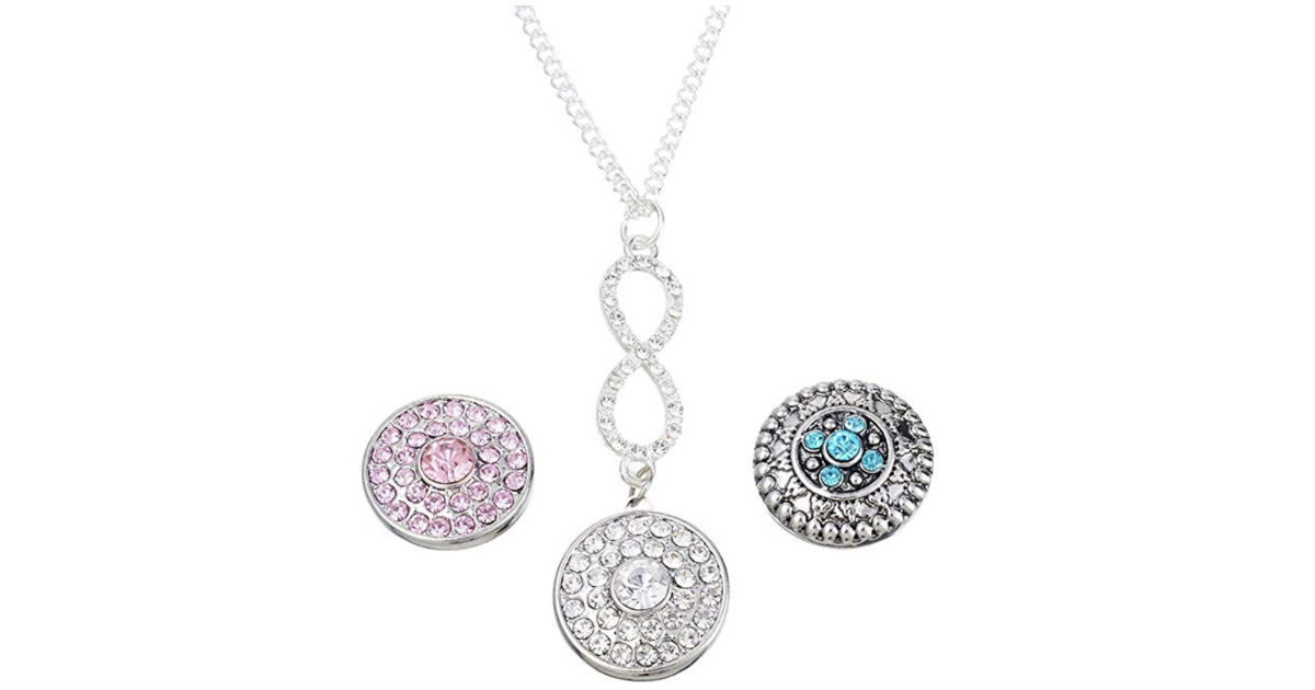 Rhinestone Removable Button Charms Necklace ONLY $2.99 Shipped