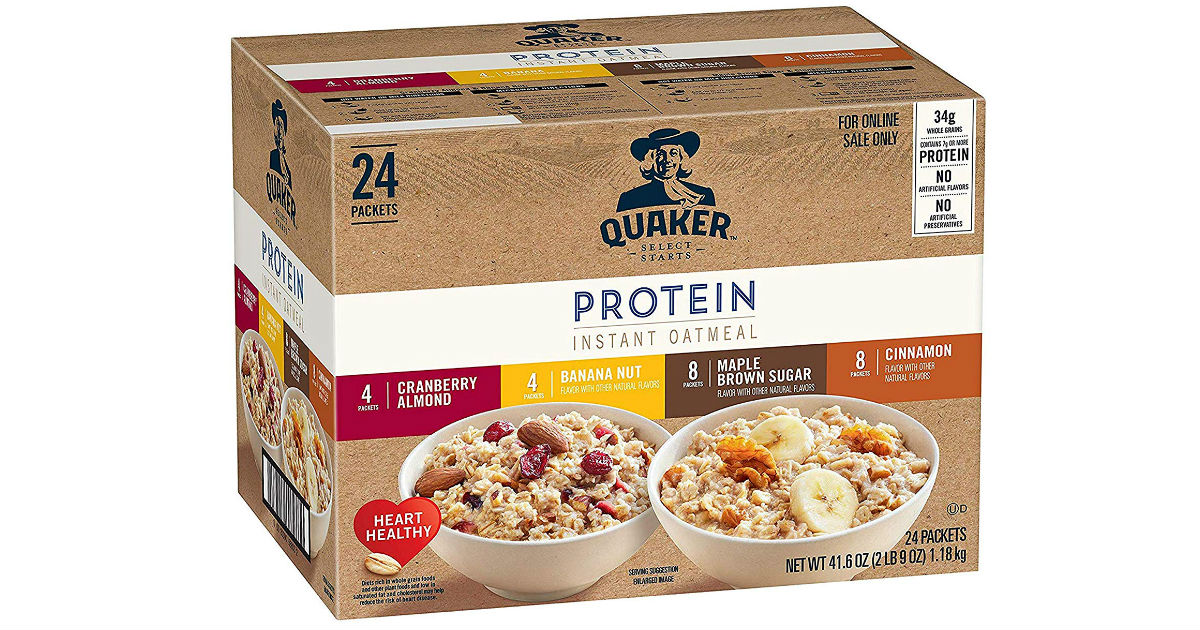 Quaker Instant Oatmeal Protein Variety Pack 24-ct ONLY $11.38
