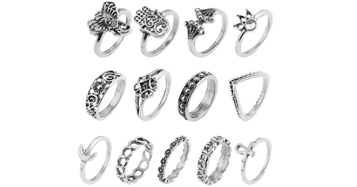 Vintage Silver Color Ring Set 13-Piece ONLY $2 Shipped