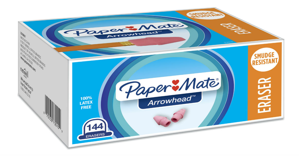 Paper Mate Arrowhead Cap Erasers on Amazon