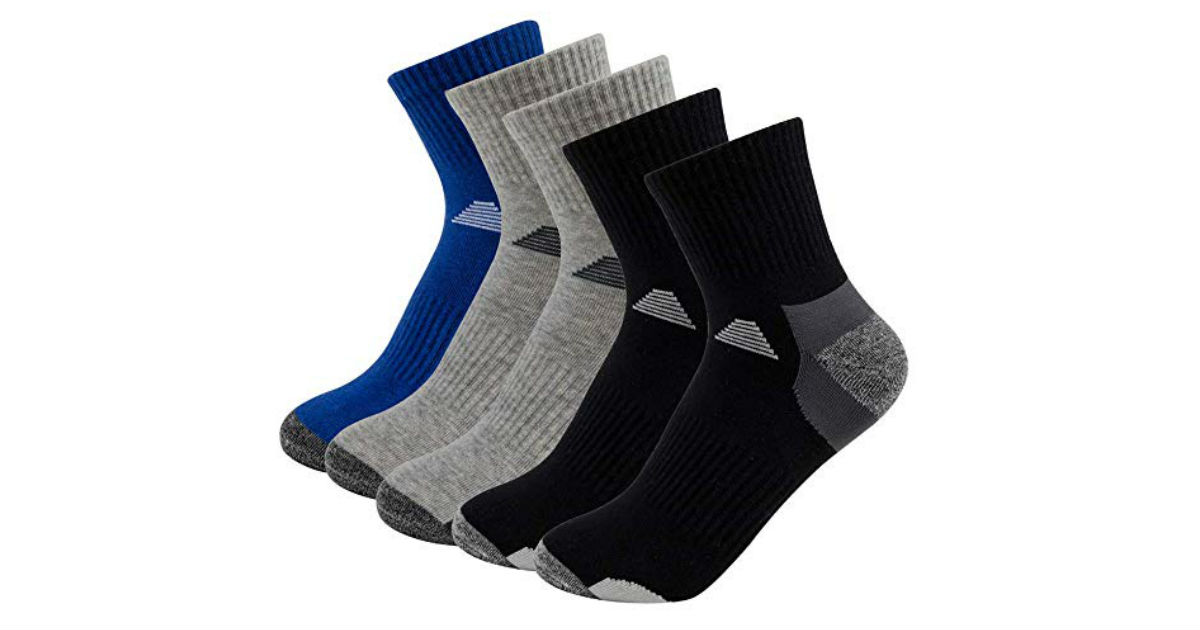 Men's Athletic Crew Socks 5-Pack ONLY $7.99 on Amazon