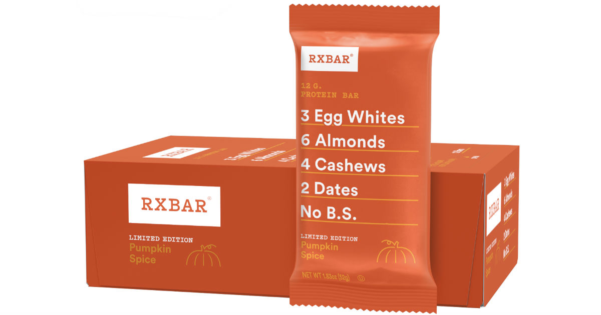 RXBAR Pumpkin Spice Whole Food Protein Bar 12-ct ONLY $18.84 