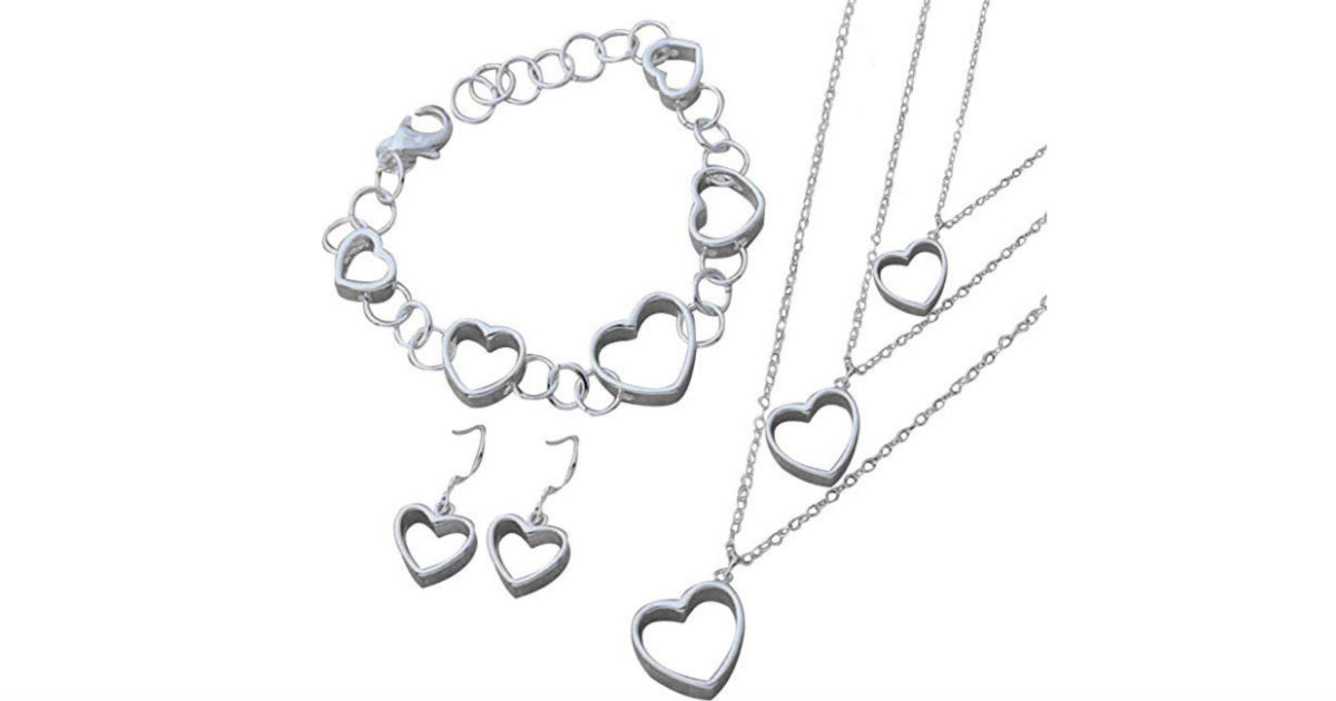 Hollow Heart Necklace Jewelry Set ONLY $4.99 Shipped