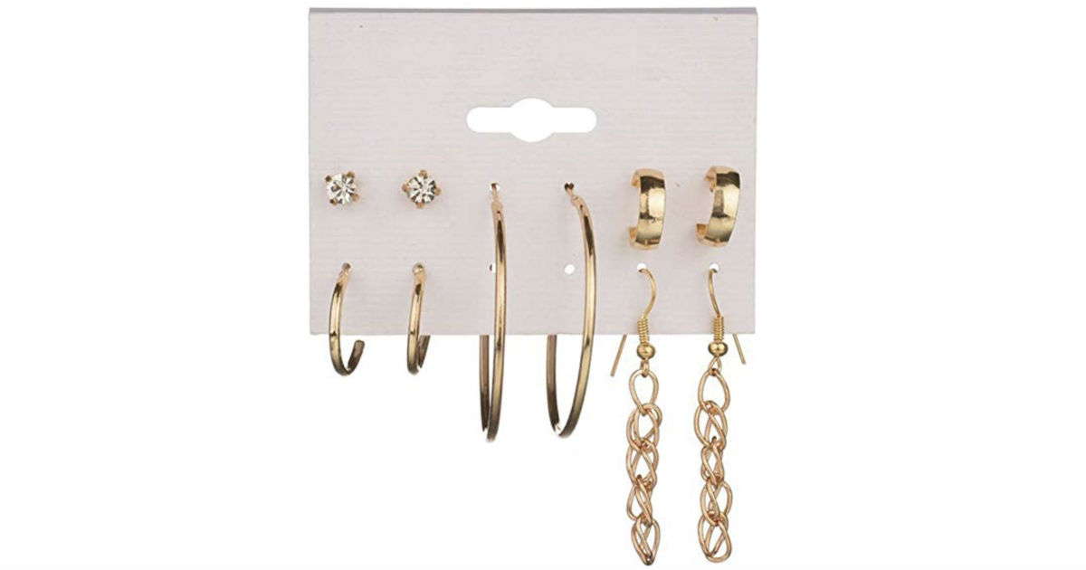 Shiny Rhinestone Earrings 5-Piece Set ONLY $2.49 Shipped