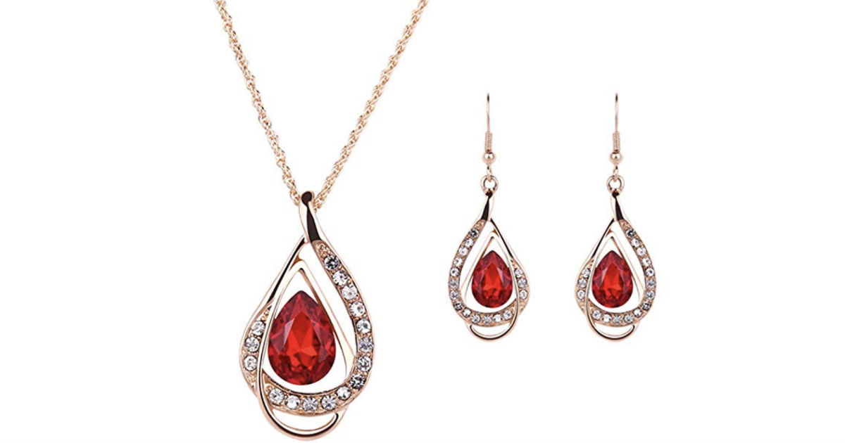 Waterdrop Design Gemstone Necklace Jewelry Set ONLY $3 Shipped