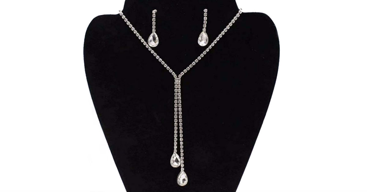 Rhinestone Necklace Earrings Jewelry Set ONLY $3 Shipped