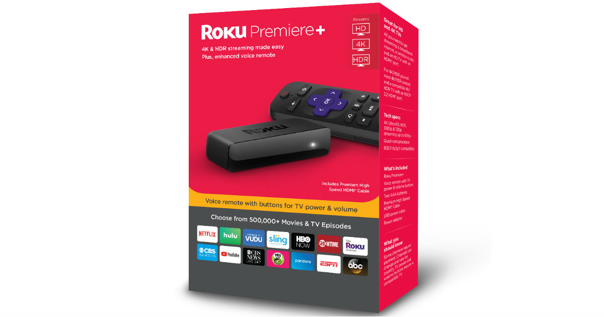 Roku Premiere+ 4K HDR Streaming Player ONLY $39 (Reg $49)