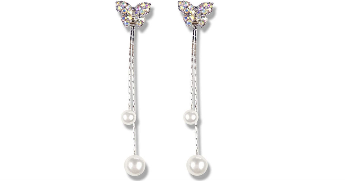 Adorable Butterfly Simulated Pearl Stud Earrings ONLY $2 Shipped