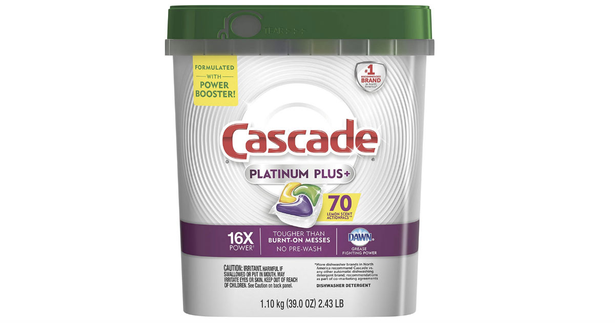 Cascade Platinum Plus 70-Ct Dishwasher ActionPacs ONLY $13.99