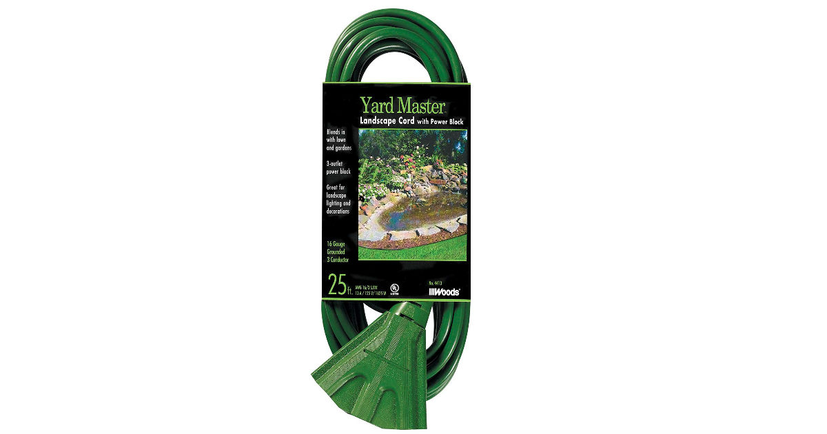Woods Outdoor Extension Cord w/ 3-Outlet Power Block ONLY $5.72 