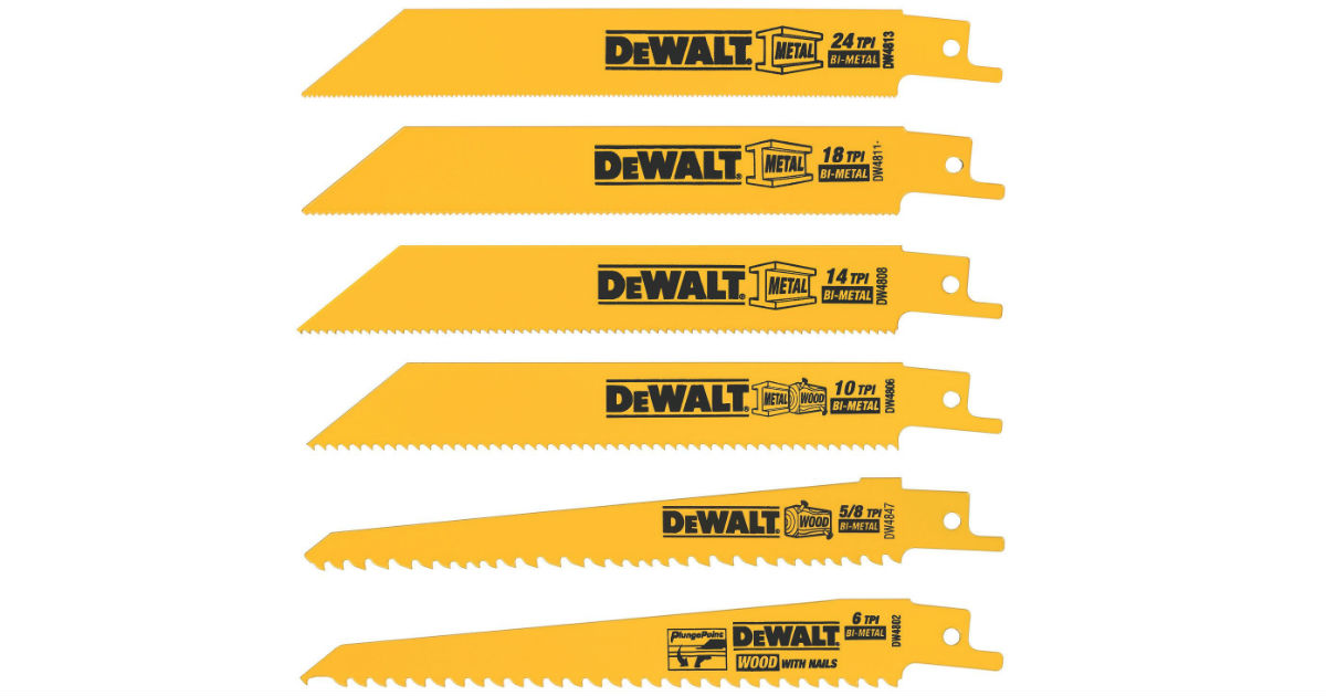 DEWALT Reciprocating Saw Blades 6-Piece ONLY $5.18 (Reg $10)