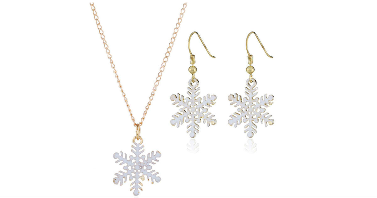 Christmas Snowflake Necklace Jewelry Set ONLY $3 Shipped
