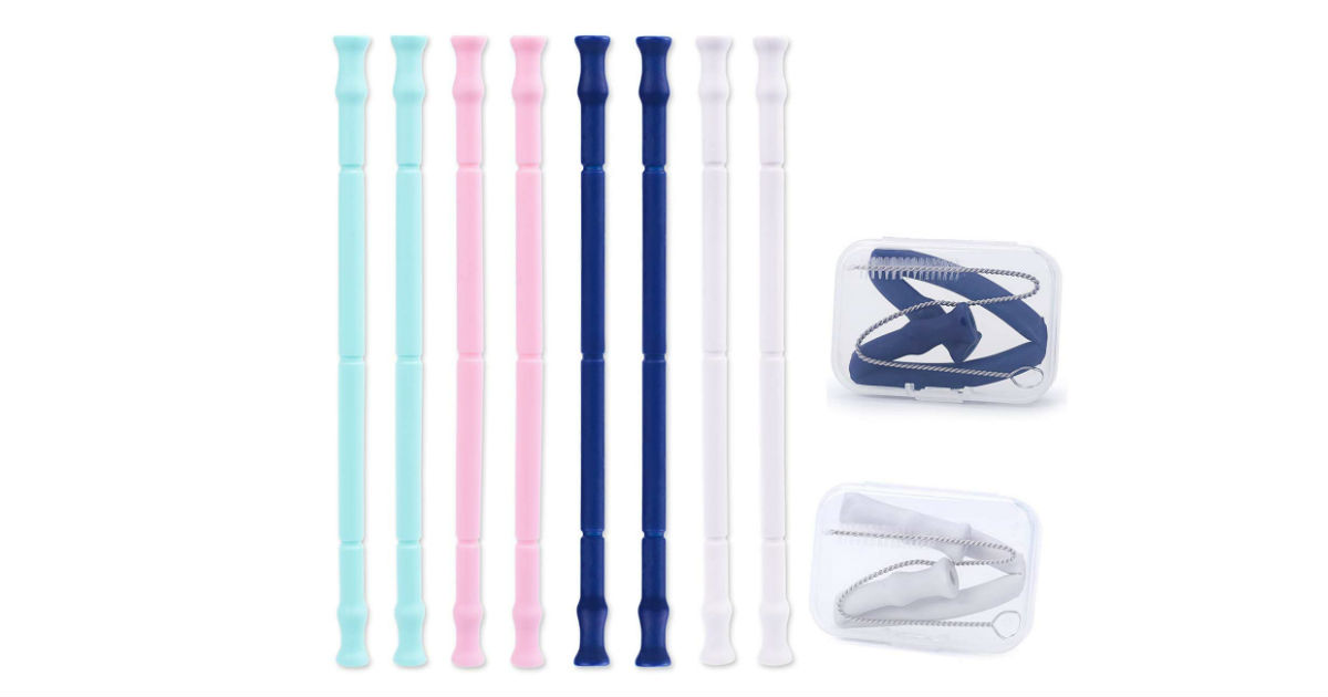 Reusable Collapsible Silicone Straws on Amazon