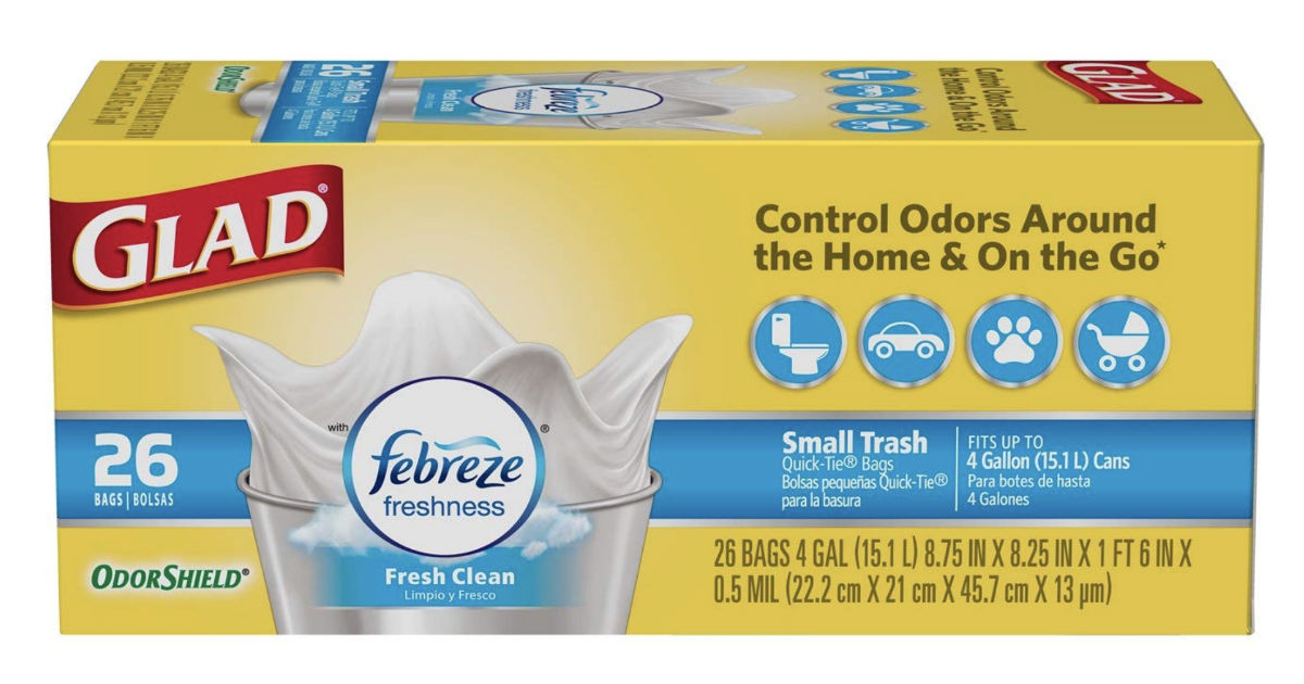 Glad Small Trash Bags w/ Febreze 156-ct ONLY $9.09 Shipped