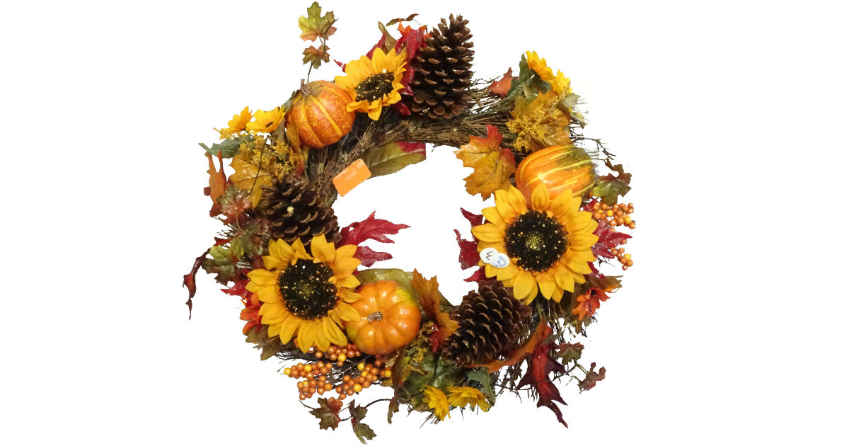 Harvest Pumpkin and Sunflower Wreath ONLY $6.74 (Reg $20)