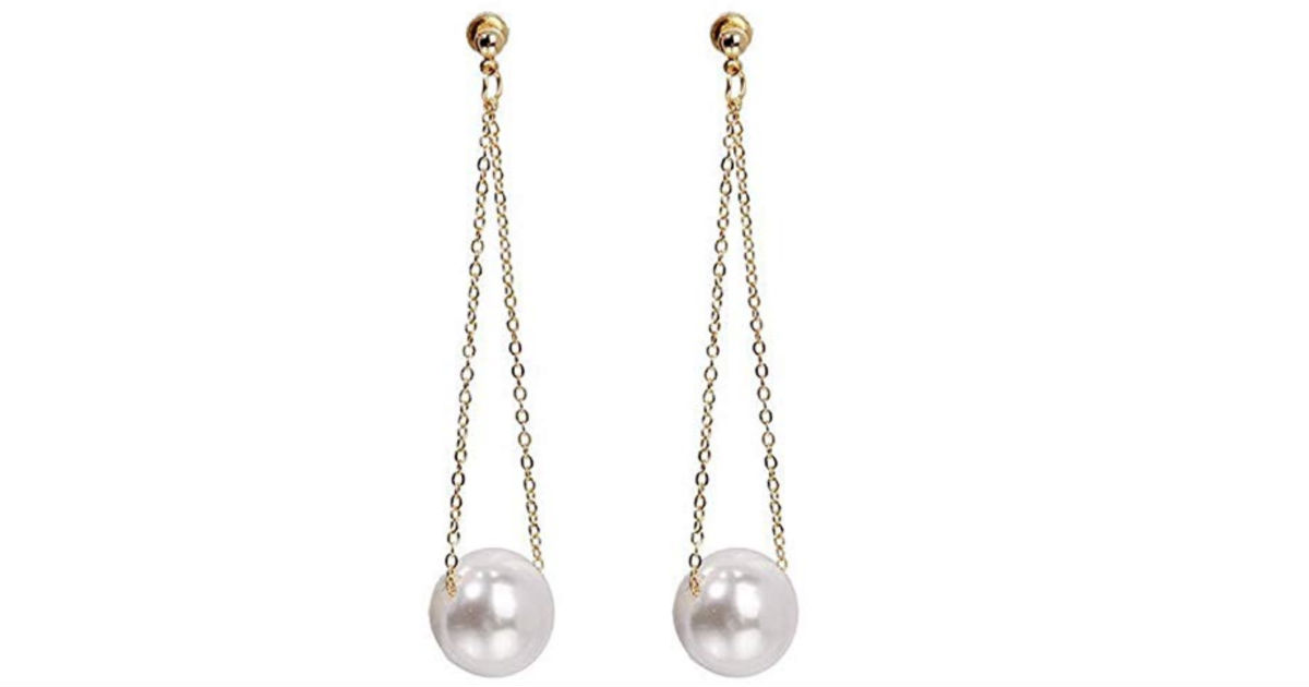 Simulated Pearl Long Dangle Drop Earring ONLY $2 Shipped