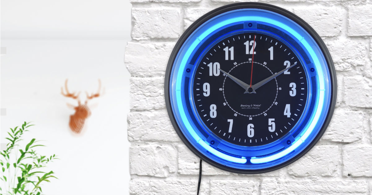 Vibrant Blue Neon Analog Wall Clock ONLY $8.90 (Reg $20)