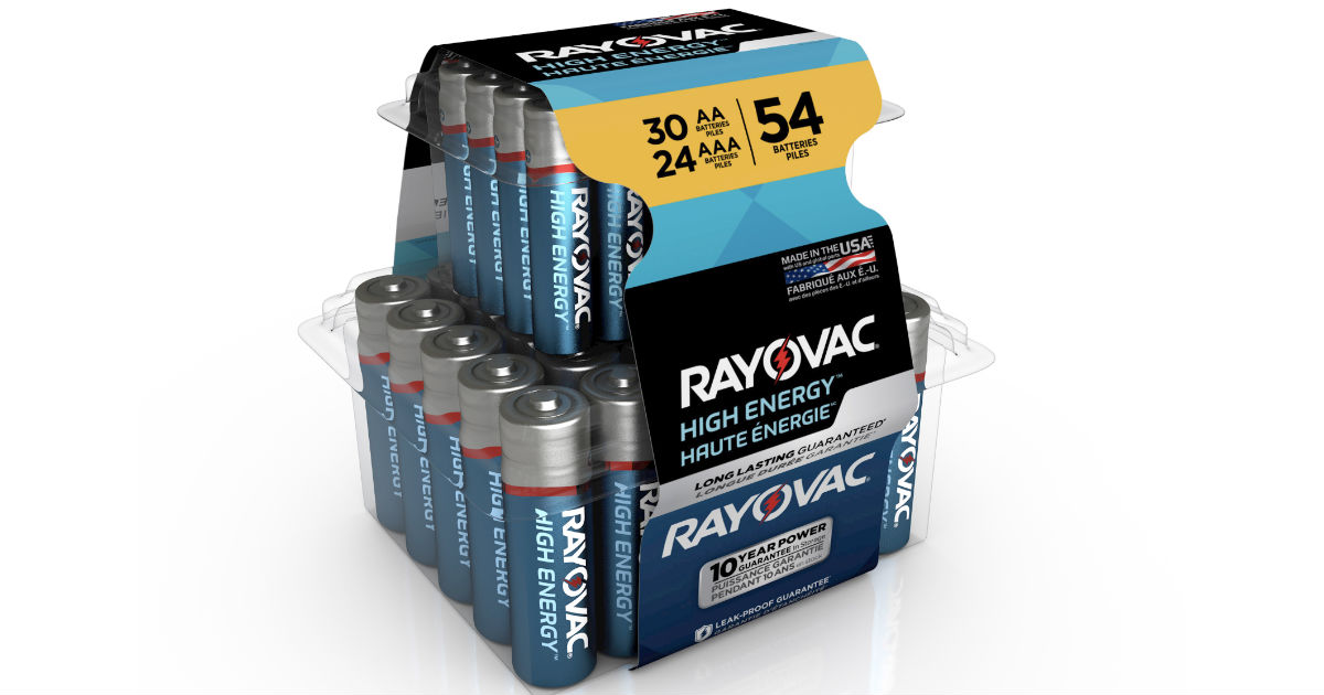 Rayovac High Energy Alkaline Batteries 54-Pk ONLY $9.94 (Reg $19)