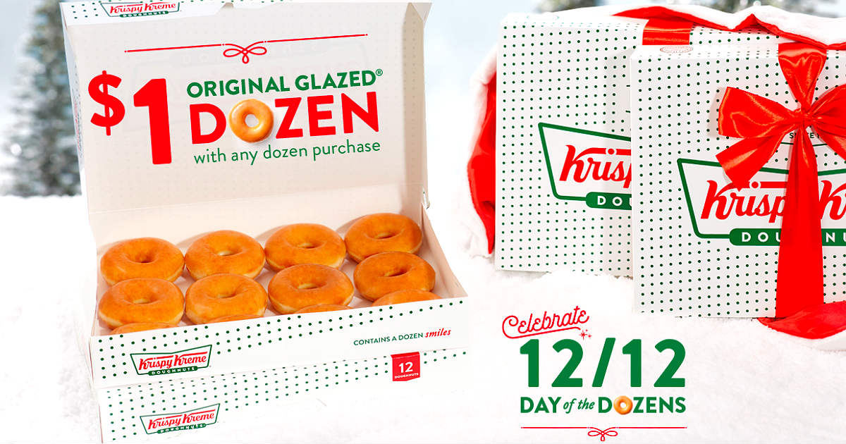 One Dozen Donuts ONLY $1.00 at Krispy Kreme - 12/12 Only