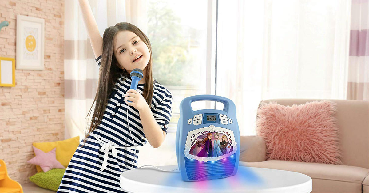 frozen karaoke machine with 2 microphones