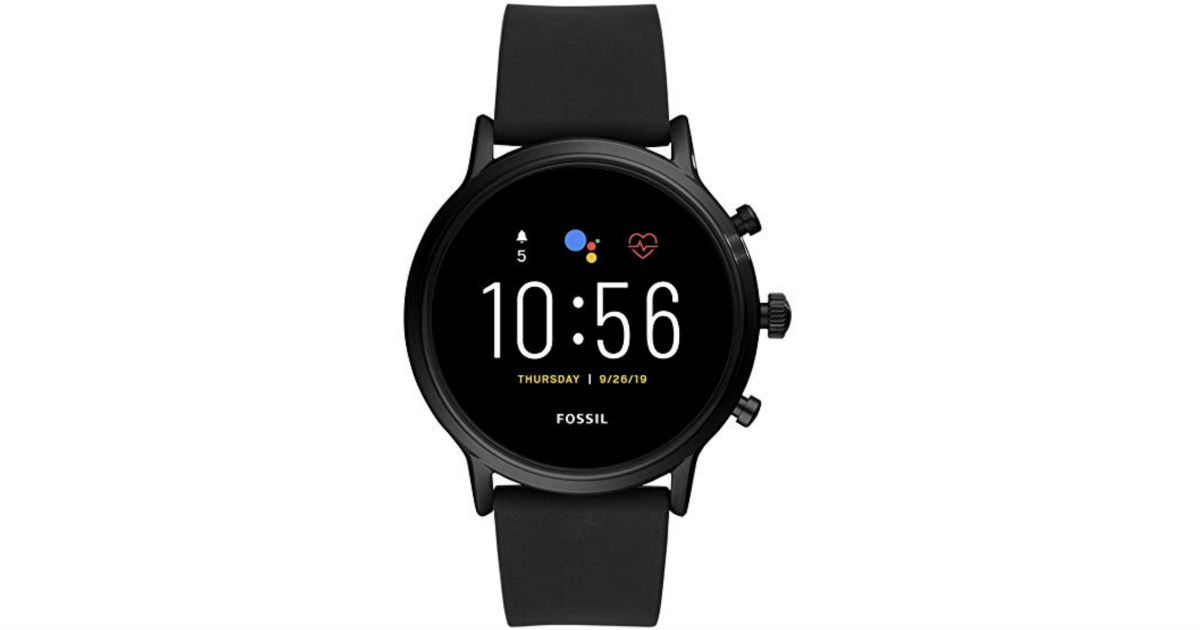 black stainless steel touchscreen smartwatch
