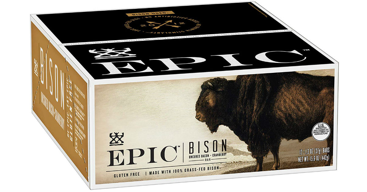 EPIC Bison Bacon Cranberry Protein Bars 12-Pk ONLY $15.39 Shipped