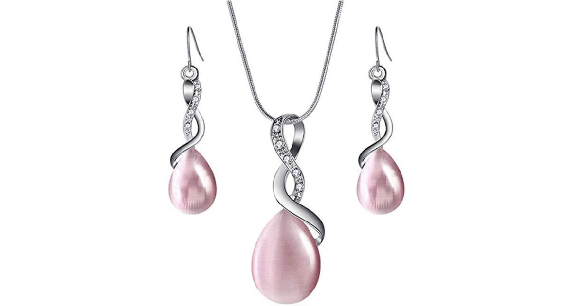 Diamond Water Droplets Pendant Jewelry Set ONLY $1.80 Shipped