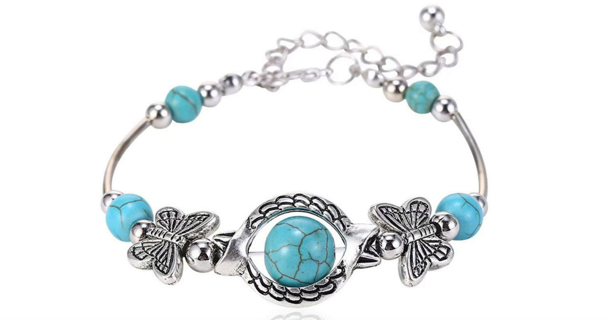 Turquoise Gemstone Butterfly Bracelet ONLY $2.99 Shipped