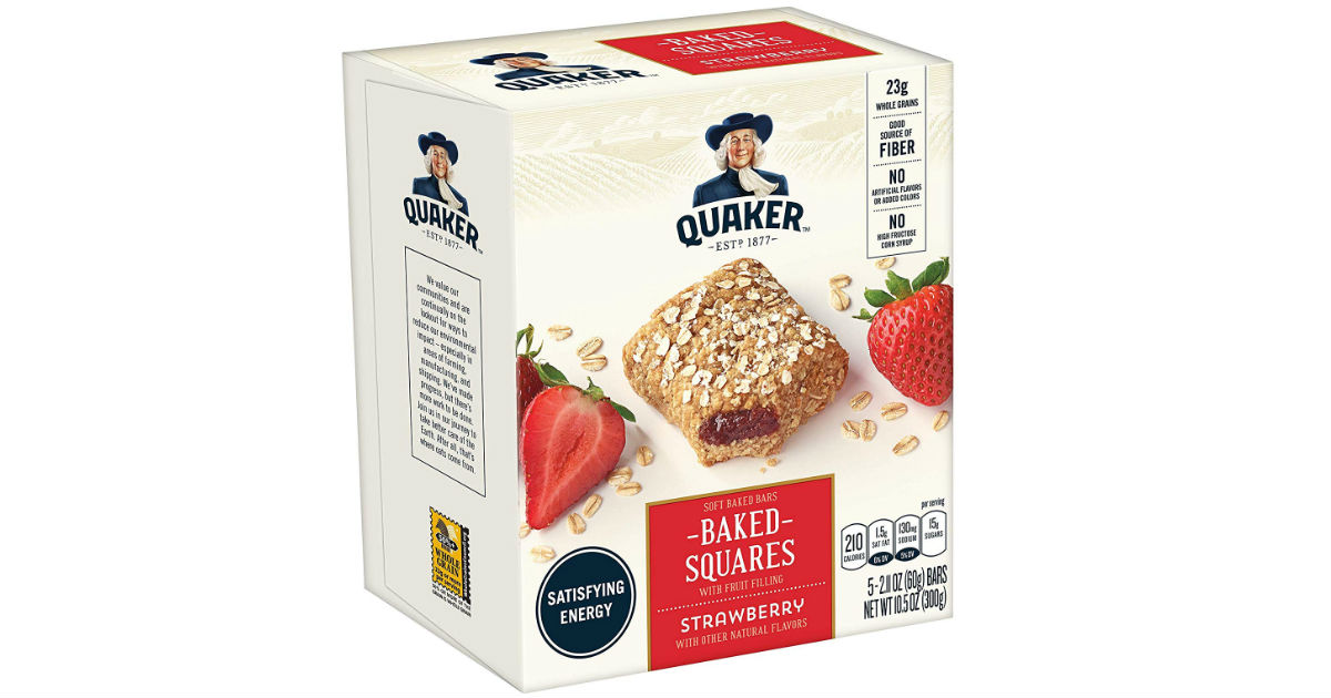 Quaker Baked Squares Soft Baked Bars 20-Count ONLY $7.50 Shipped