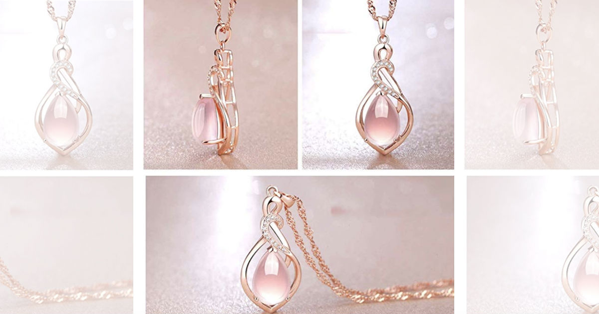 Pink Crystal Pendant & Necklace ONLY $3 Shipped