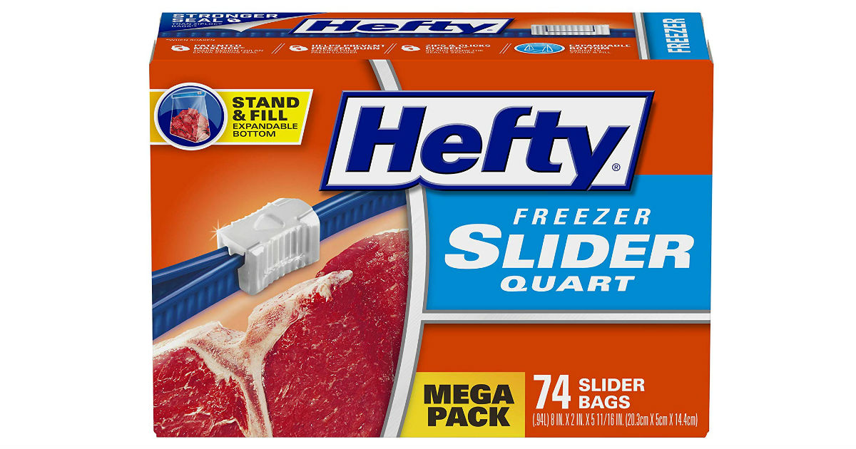 Hefty Slider Freezer Bags, Quart, 74 Count