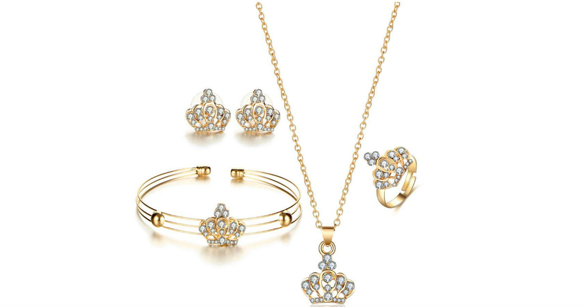 Crown Rhinestone Necklace Jewelry Set ONLY $2 Shipped - Daily Deals ...